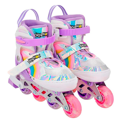 Ролики раздвижные размер 38-41 со светом Dvizhok 141V-672-9 фиолетово белые 1